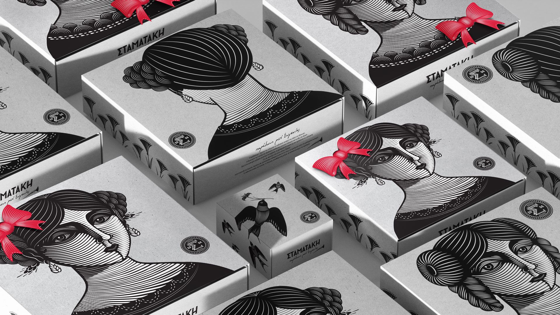 Eugenia 面包糕點包裝設計，非常藝術的女性頭像黑白線條插畫