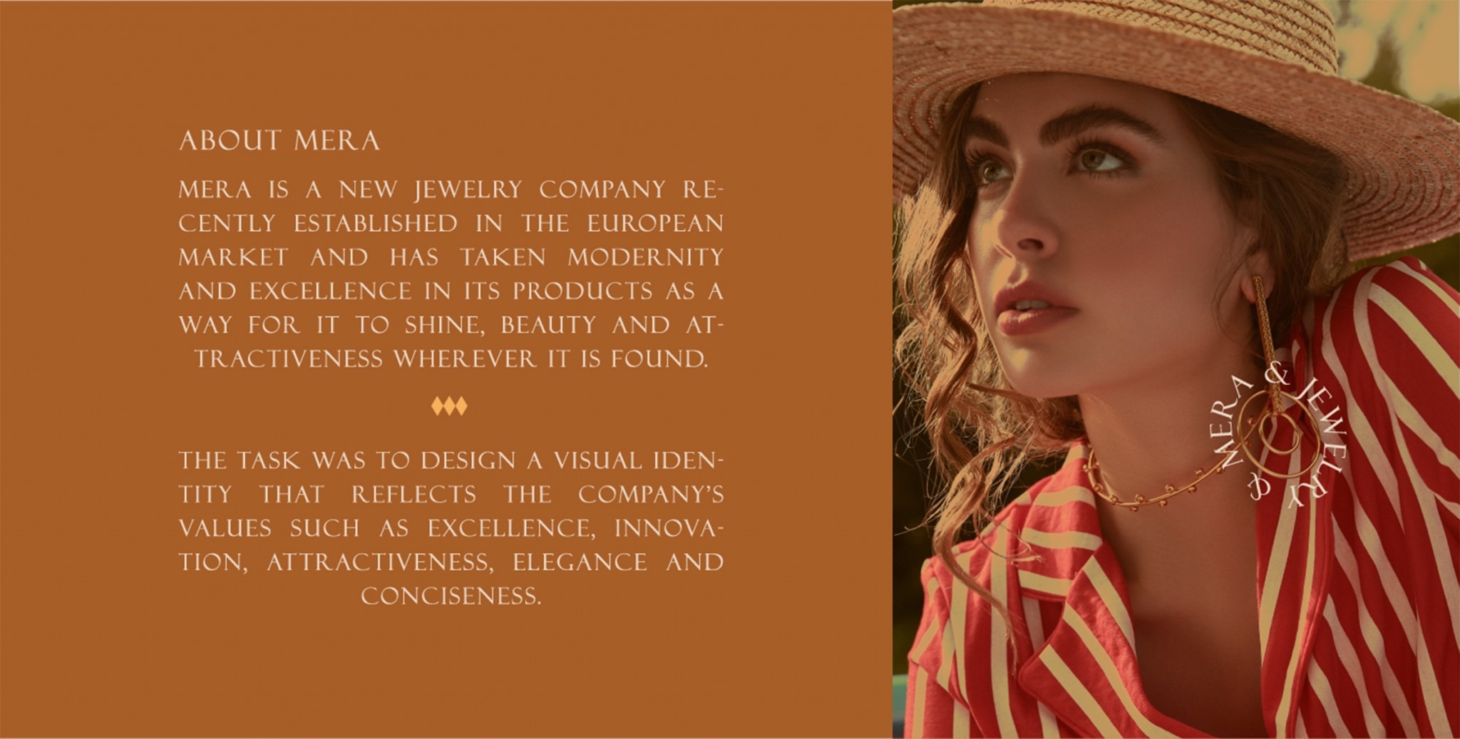 Mira Jewelry珠寶品牌logo設計視覺識別vi設計,暖黃色金色