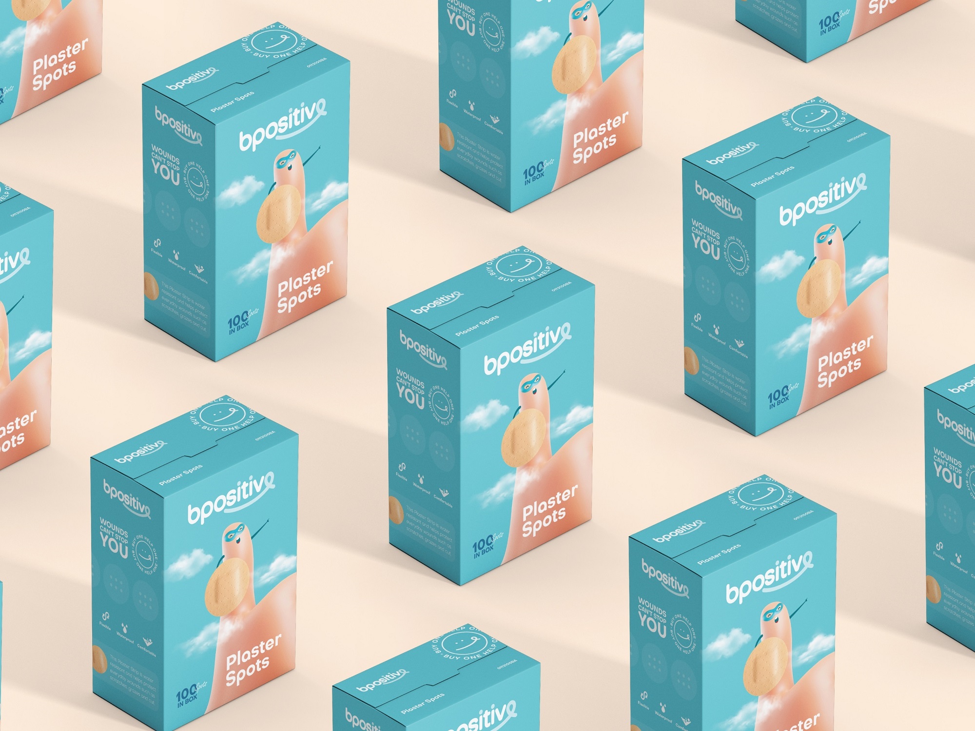 BPositive創(chuàng)可貼包裝設(shè)計,3D擬人卡通手部造型