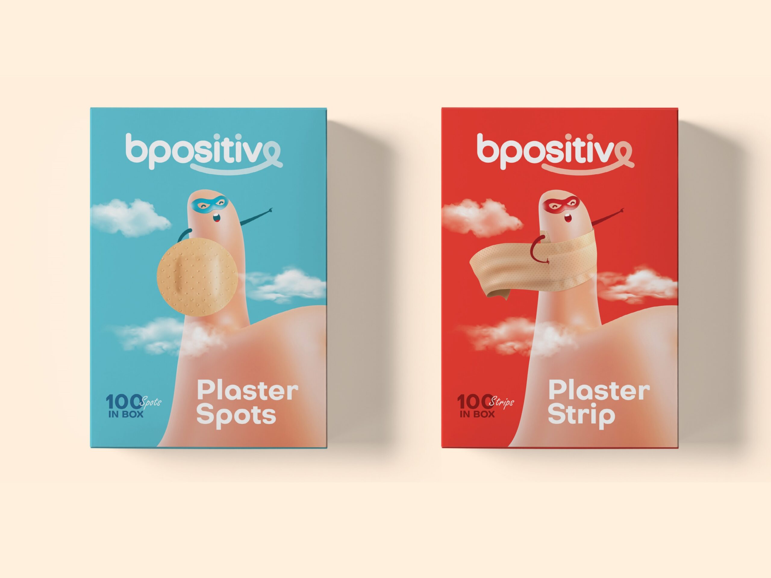 BPositive創(chuàng)可貼包裝設(shè)計,3D擬人卡通手部造型