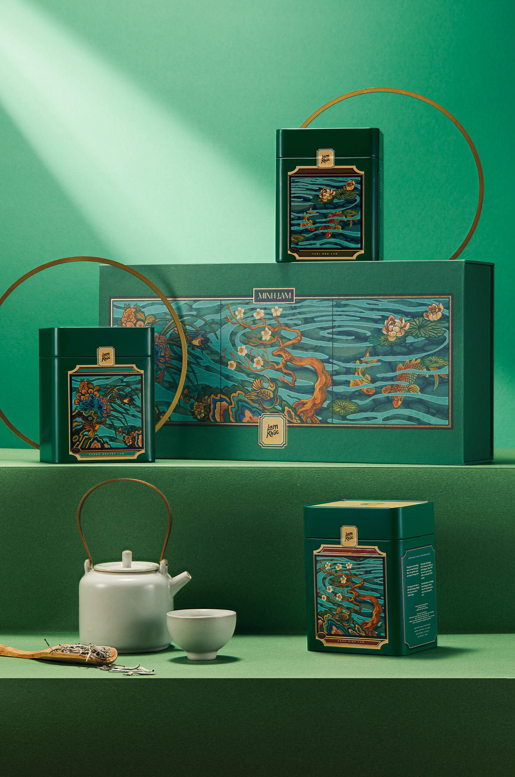 嵐曲越南茶葉包裝設計，借鑒中國古韻景物繪畫精髓