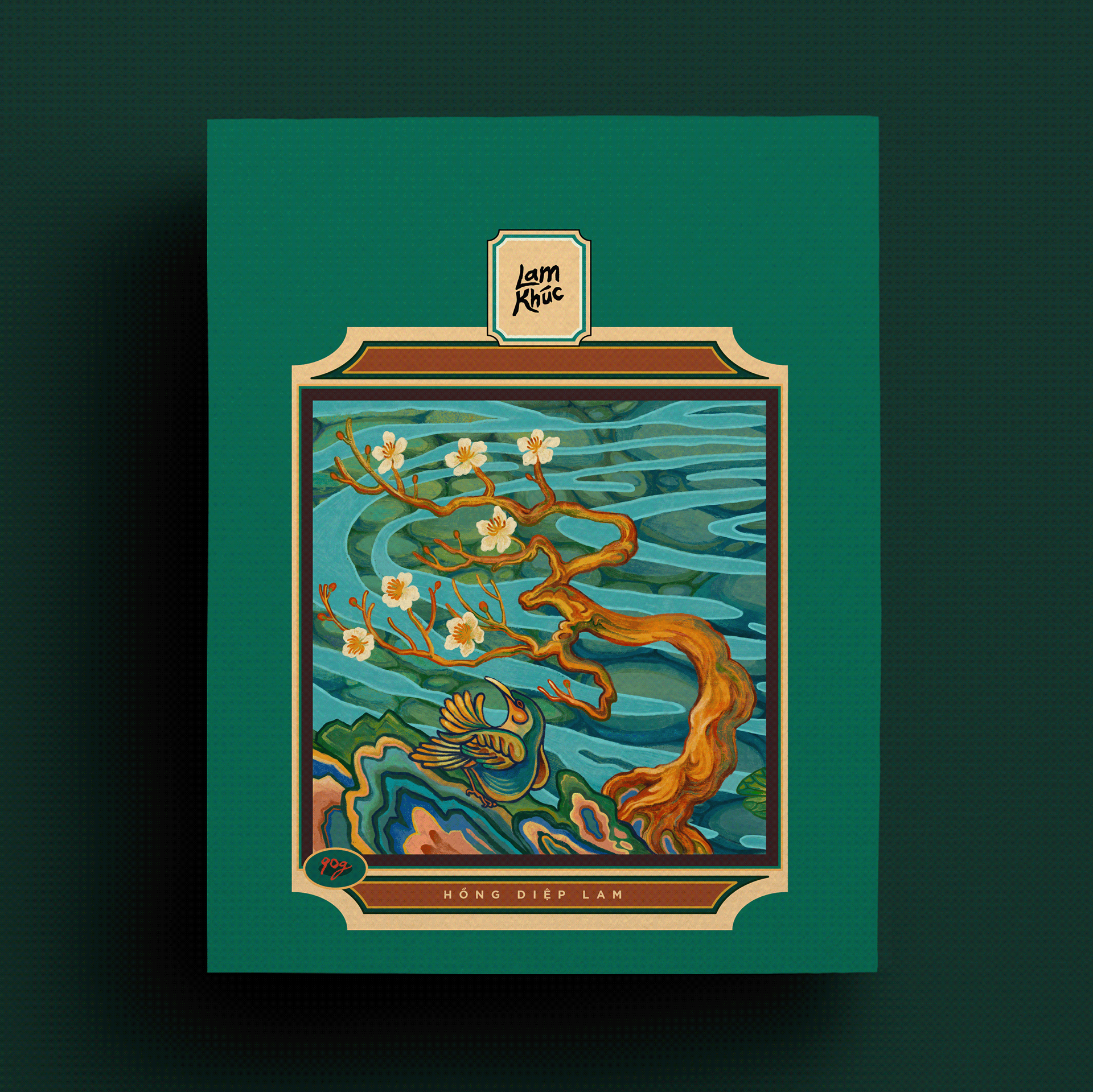 嵐曲越南茶葉包裝設計，借鑒中國古韻景物繪畫精髓