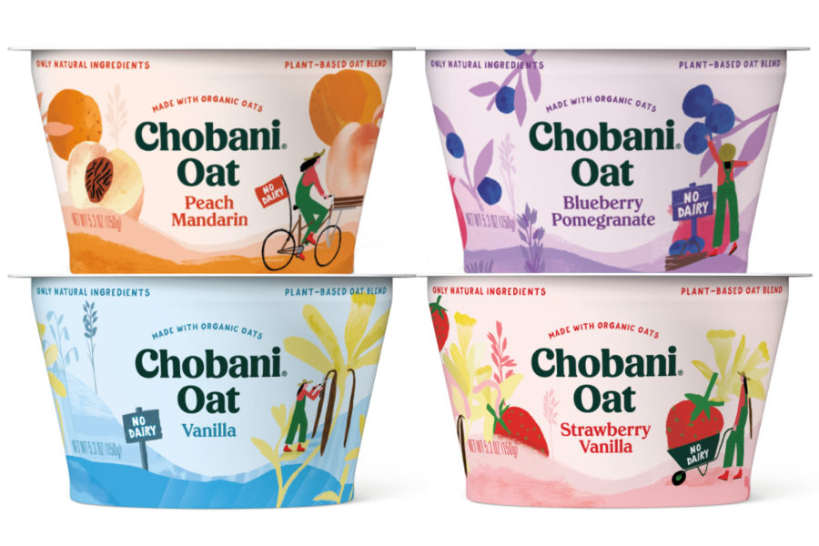 chobani.oat 燕麥牛奶乳制品包裝設(shè)計(jì)，清新燕麥插畫