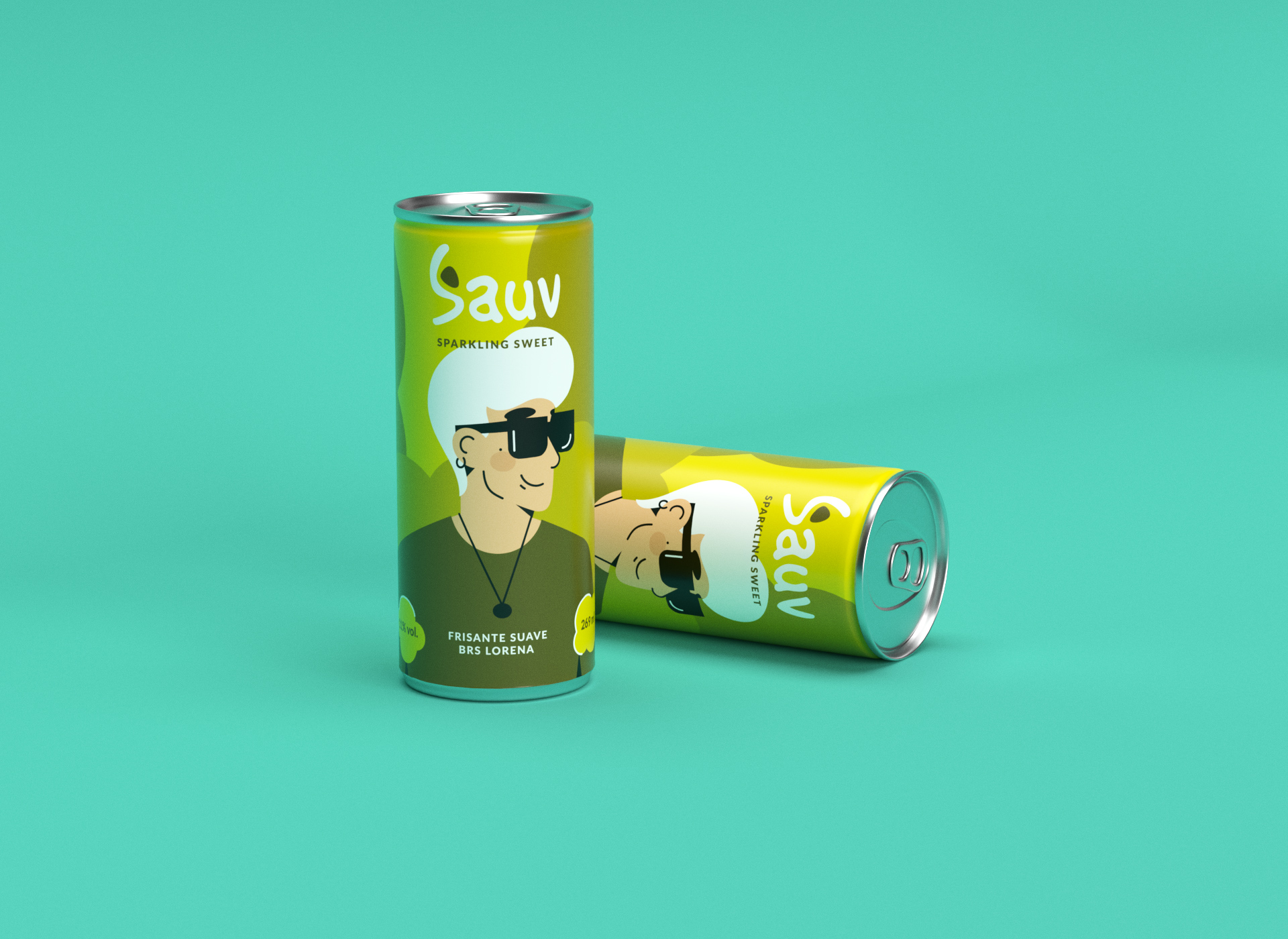 Sauv罐裝葡萄酒標(biāo)簽包裝設(shè)計(jì)和時(shí)尚人物插圖，開發(fā)年輕人更廣泛日常使用場景