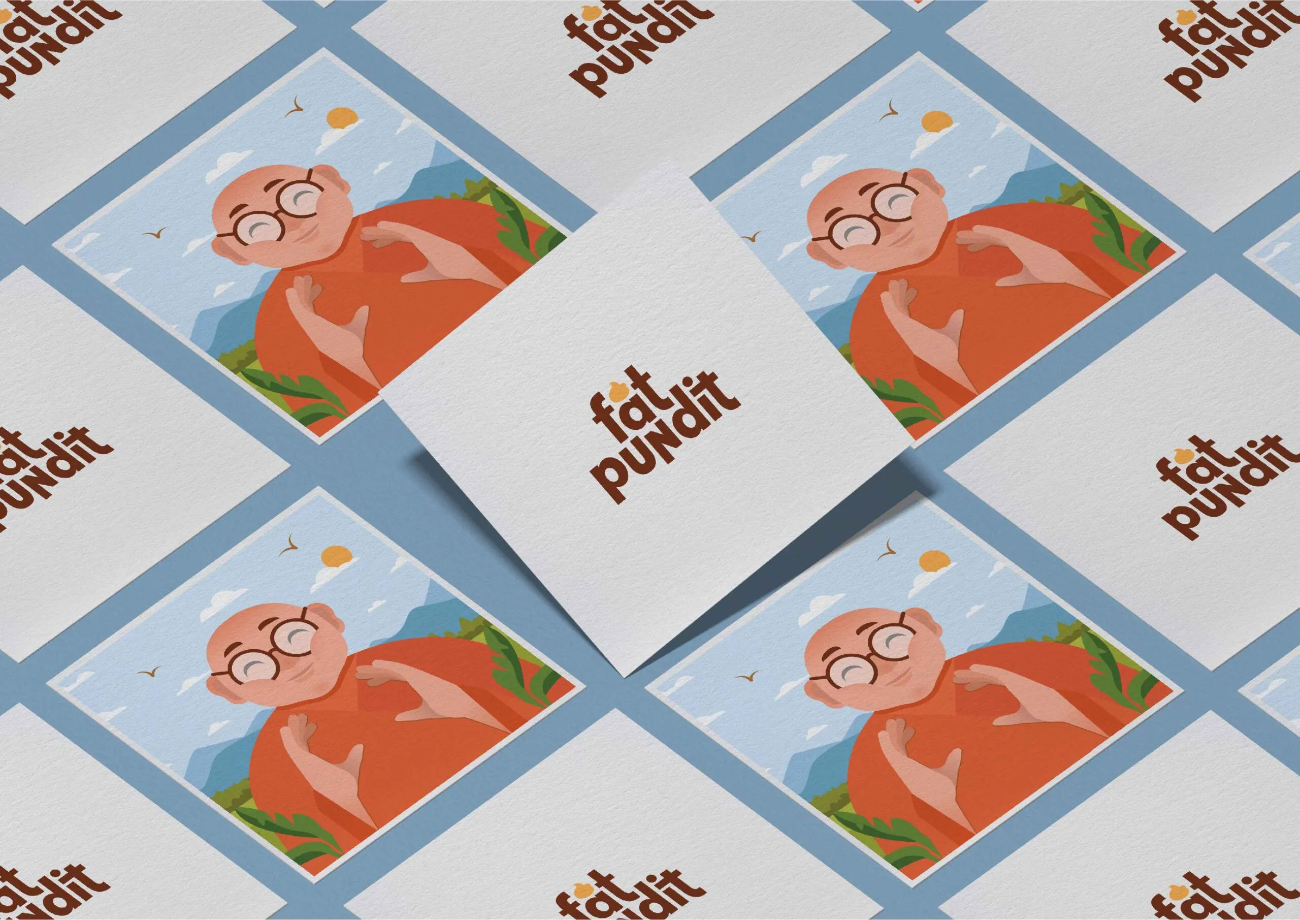 Fat Pundit瓶裝酥油黃油調味品包裝設計“胖專家人物插畫”