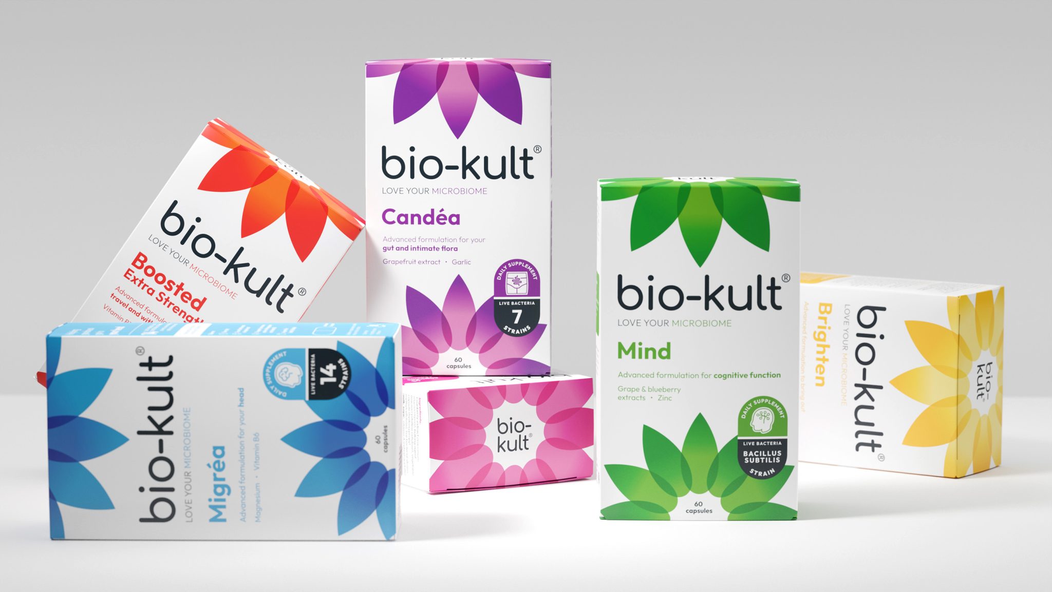 Bio-Kult 益生菌包裝設(shè)計(jì)，更新花朵主視覺元素