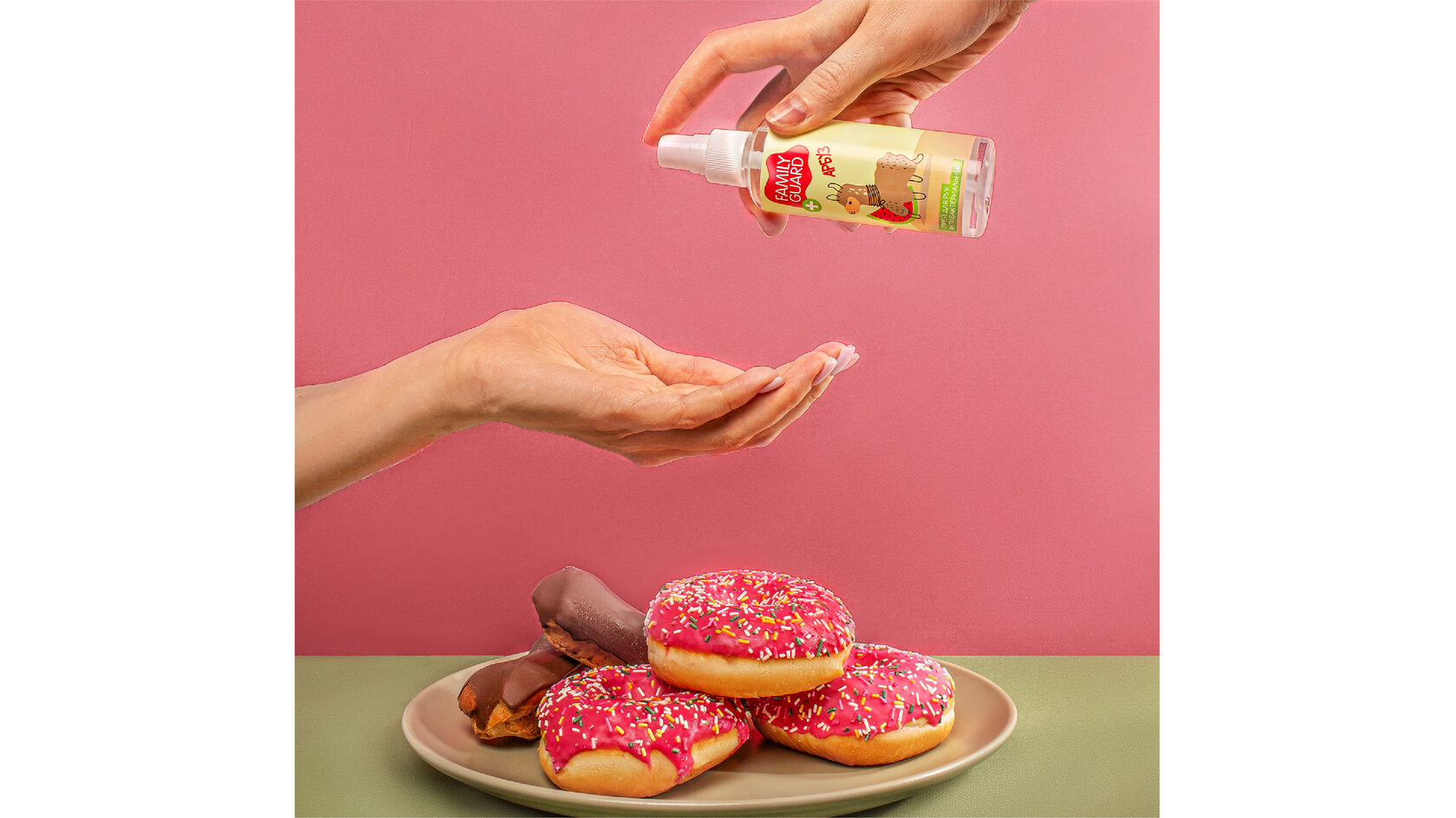 Family Guard兒童洗手液免洗手消毒凝膠消毒噴霧產品包裝設計，有趣的動物插畫