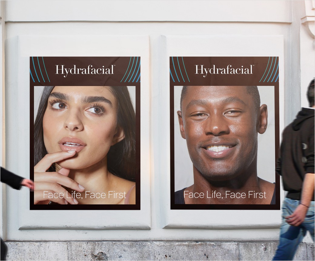 醫學美容品牌Hydrafacial品牌logo設計產品包裝設計，線條交互水滴圖案