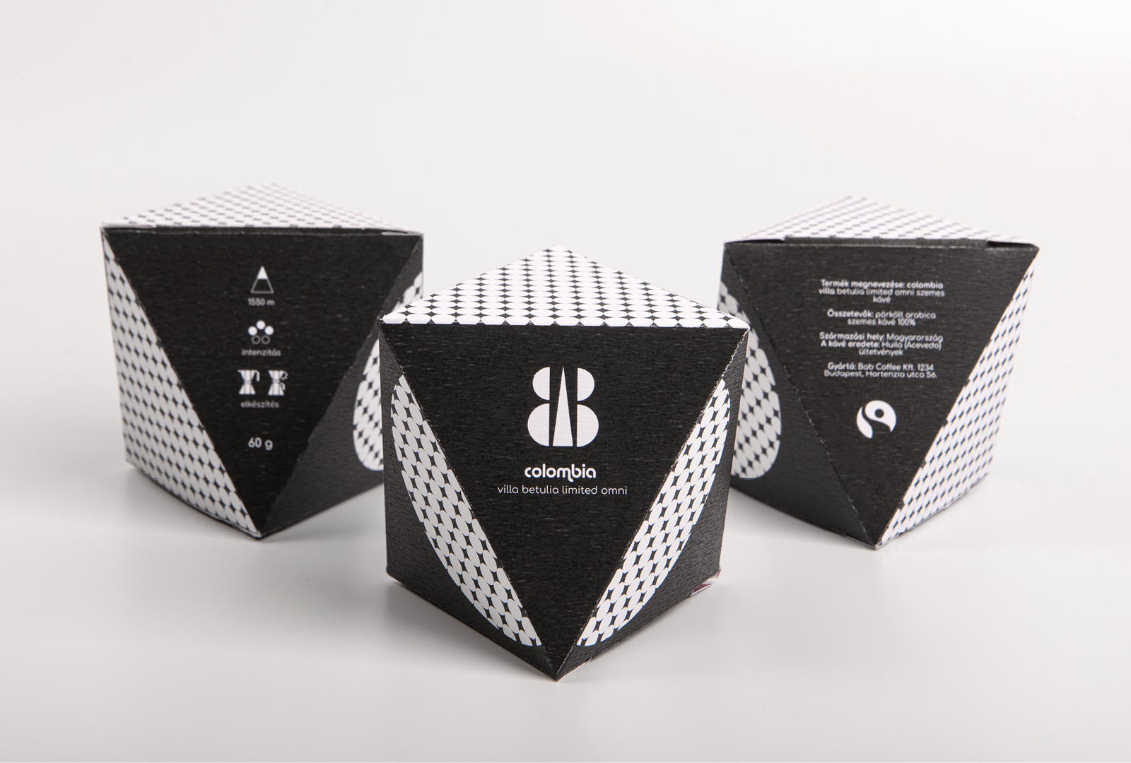 BAB咖啡品牌logo設(shè)計與黑白包裝設(shè)計，四角星底紋元素