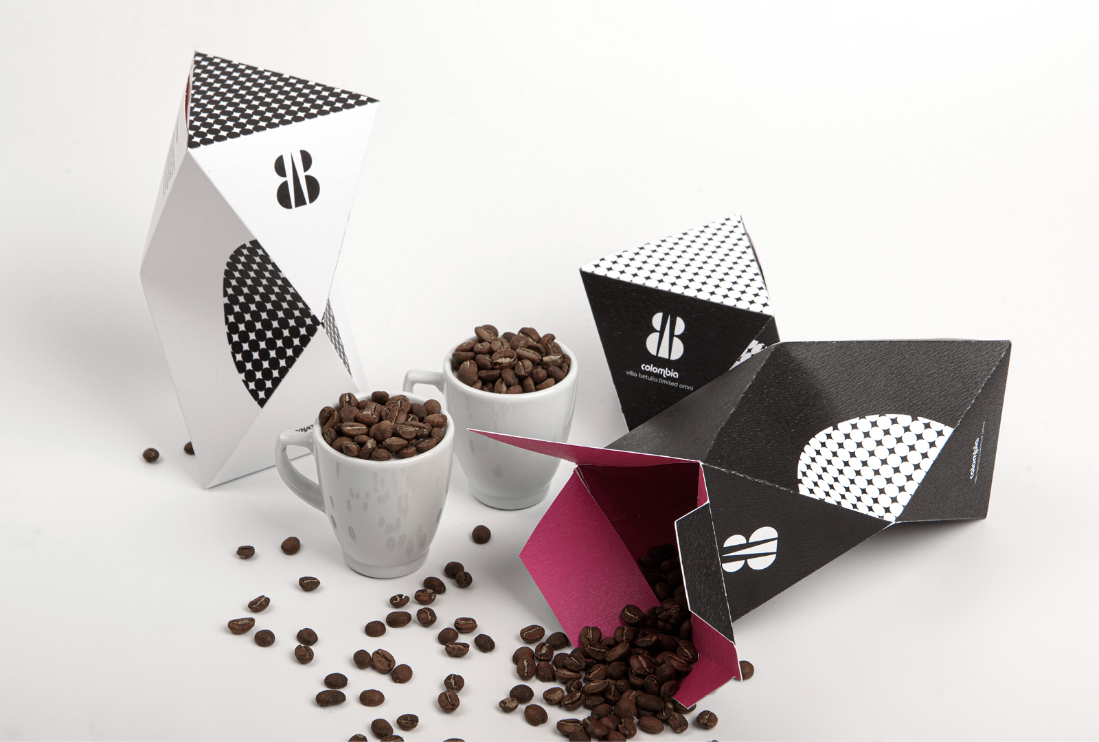 BAB咖啡品牌logo設(shè)計與黑白包裝設(shè)計，四角星底紋元素