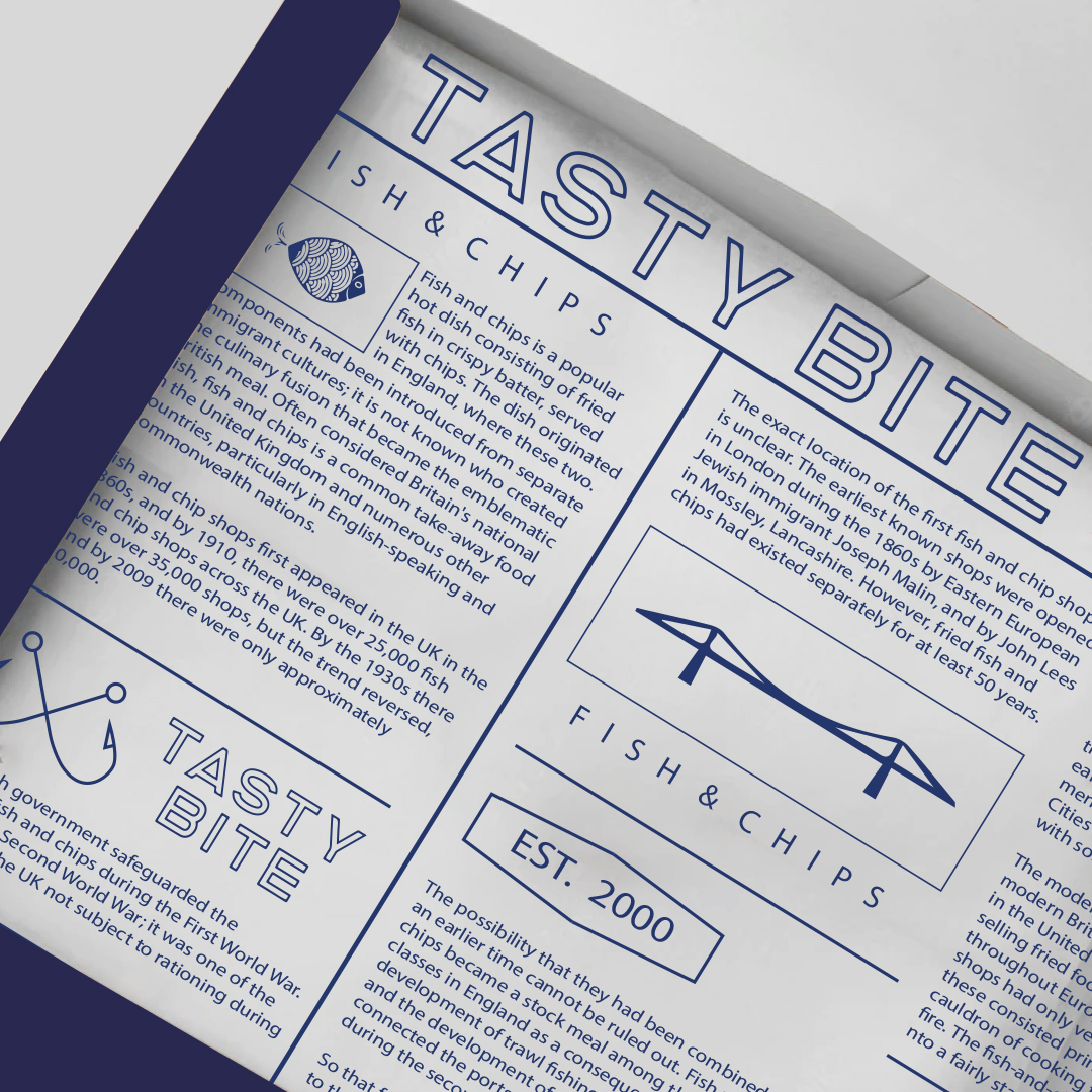 TASTY BITE 炸魚薯條餐廳餐飲品牌形象設計-logo&vi，輕松自由的設計感覺