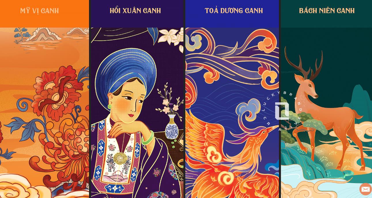 越南中藥藥材保健滋補品系列禮盒包裝設計中國風插畫設計