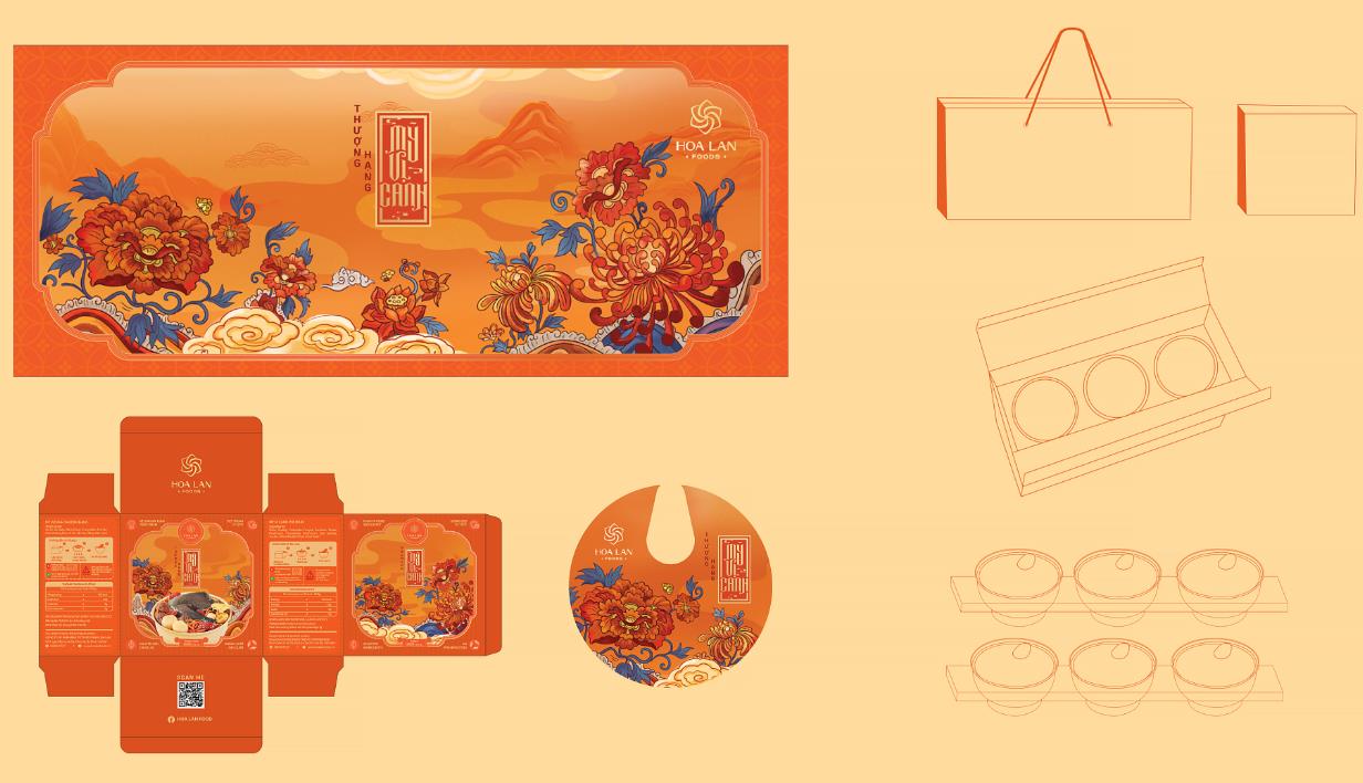 越南中藥藥材保健滋補品系列禮盒包裝設計中國風插畫設計