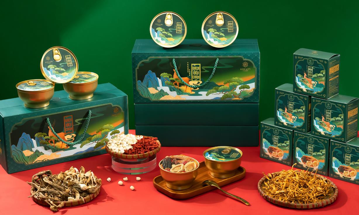 越南中藥藥材保健滋補品系列禮盒包裝設計中國風插畫設計