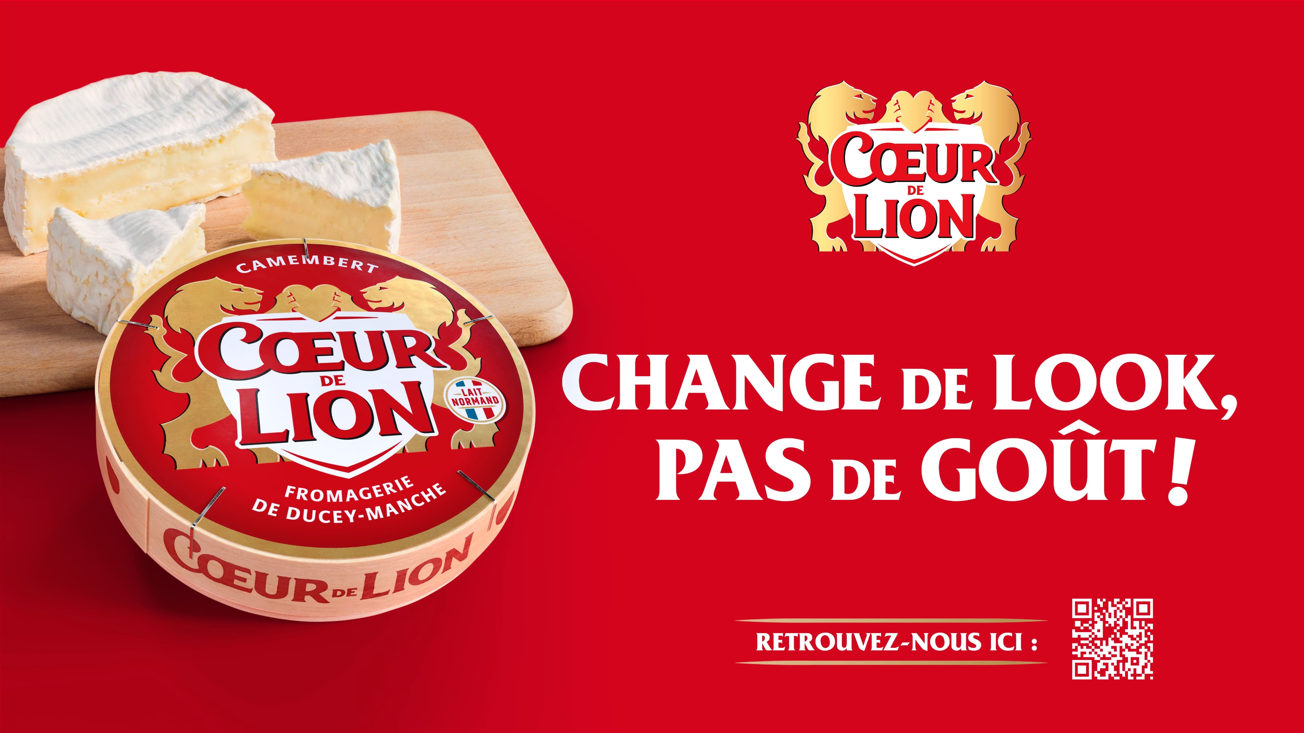 C?ur de Lion法國奶酪獅子徽標logo設計與紅色金色外包裝設計