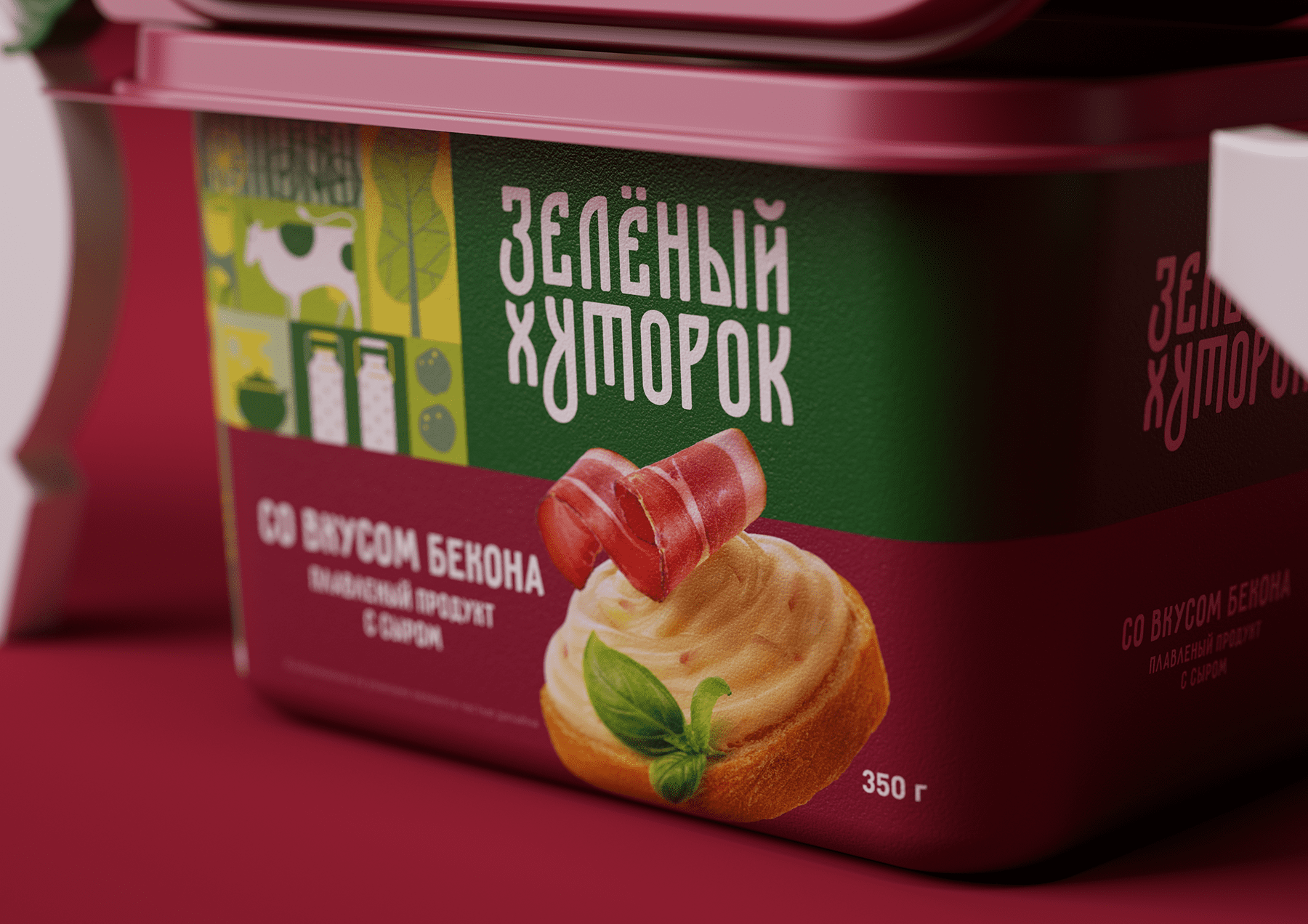 ZELENYJ KHUTOROK 奶酪三明治食品產品線包裝設計，虛實結合的自然清淡設計風格
