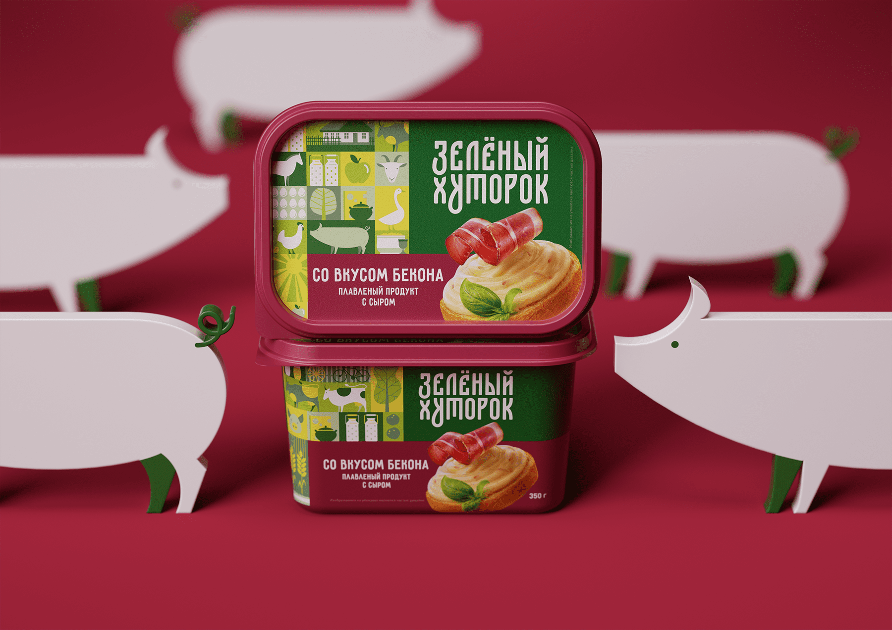 ZELENYJ KHUTOROK 奶酪三明治食品產品線包裝設計，虛實結合的自然清淡設計風格