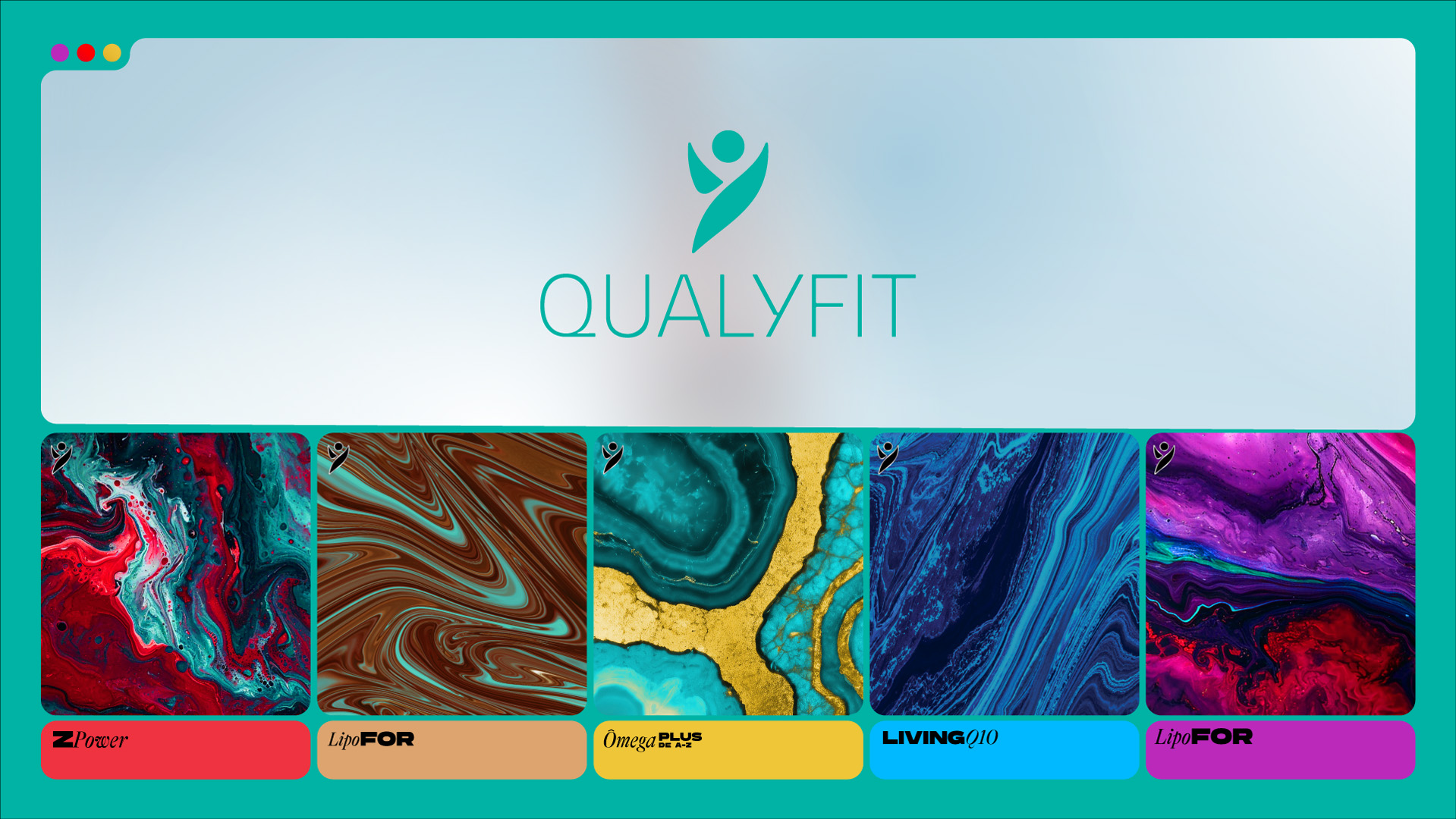 Qualyfit營(yíng)養(yǎng)補(bǔ)充劑健康保健品更新logo設(shè)計(jì)包裝設(shè)計(jì)，運(yùn)動(dòng)風(fēng)logo+藝術(shù)底色