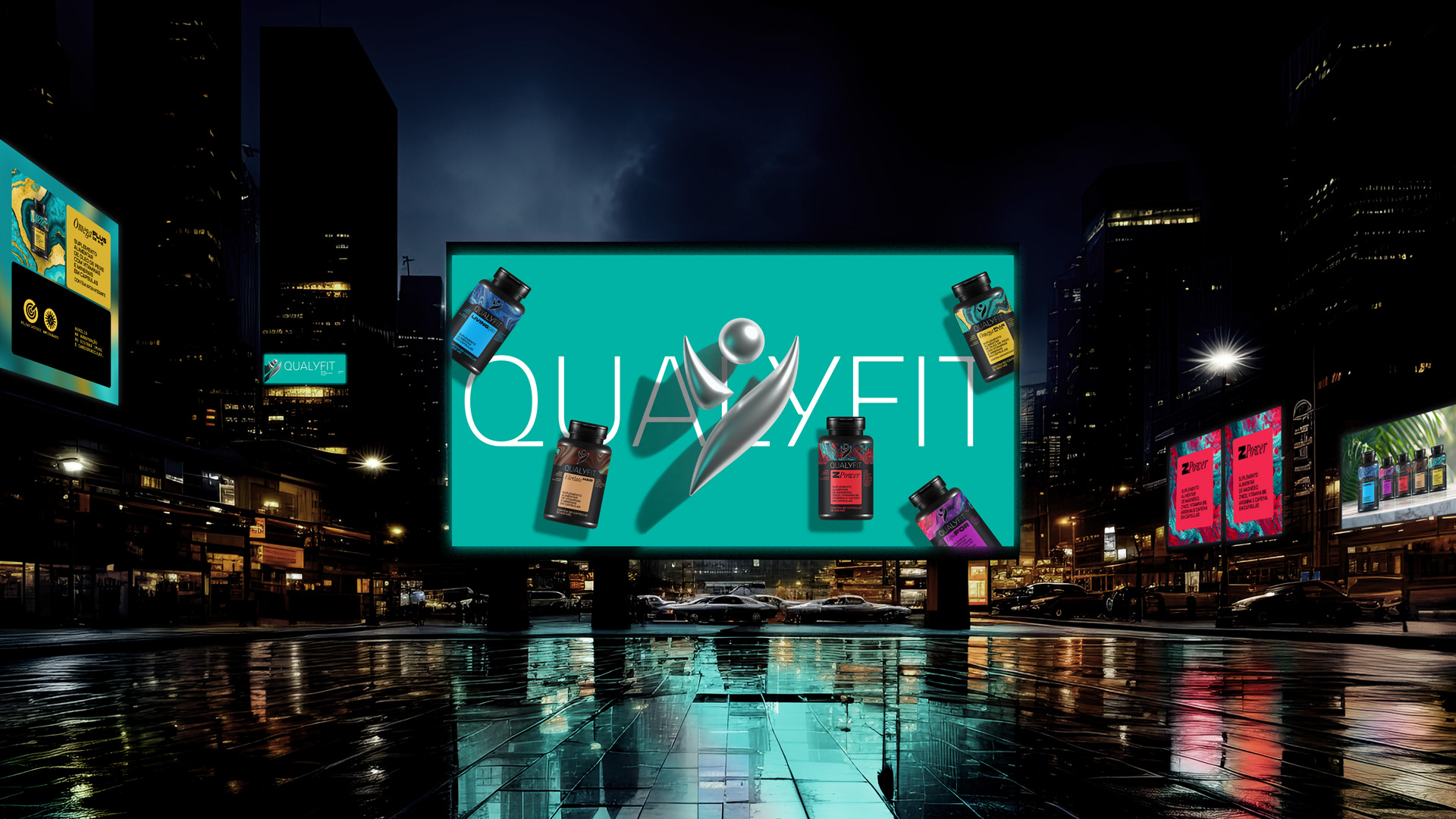 Qualyfit營(yíng)養(yǎng)補(bǔ)充劑健康保健品更新logo設(shè)計(jì)包裝設(shè)計(jì)，運(yùn)動(dòng)風(fēng)logo+藝術(shù)底色