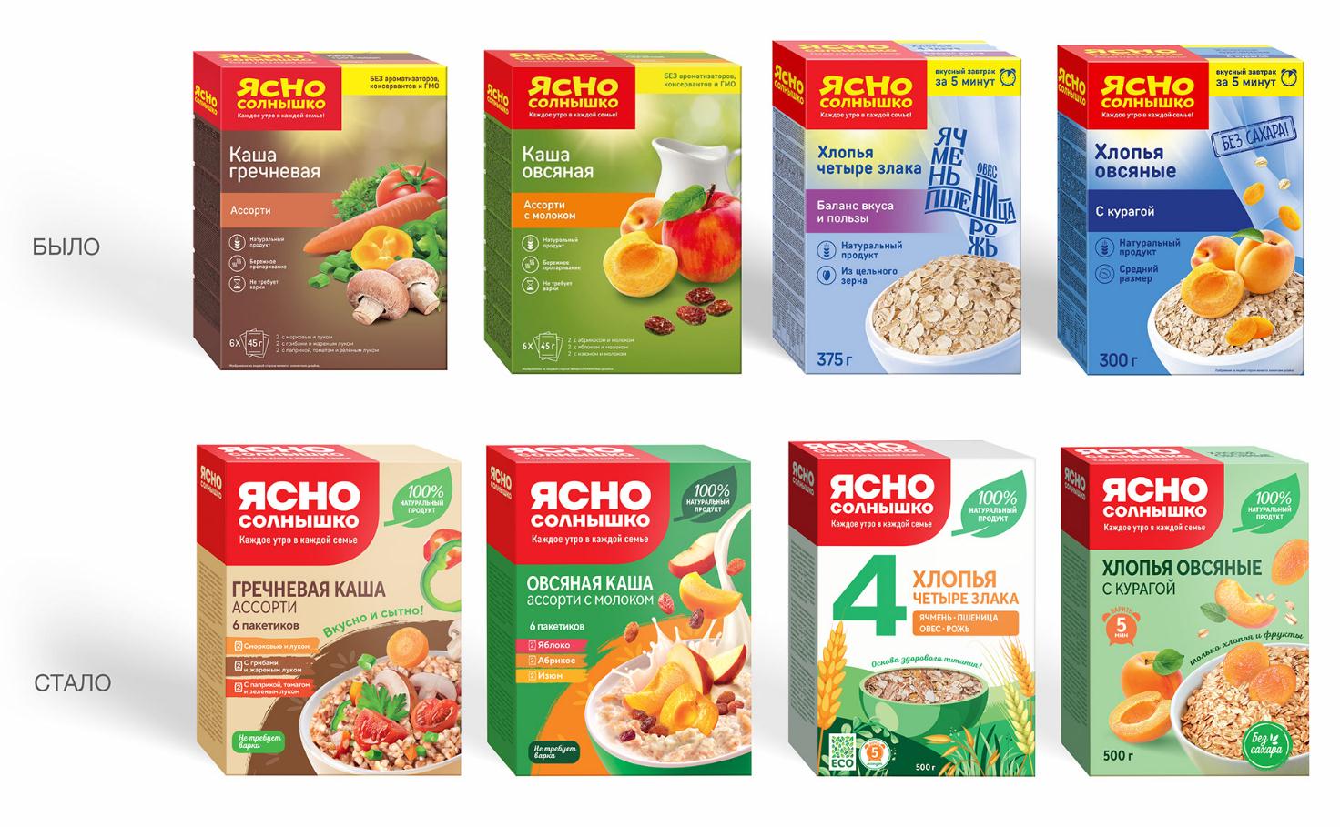 Yasno Solnyshko俄羅斯谷物早餐食品品牌包裝更新策劃設(shè)計，更高的品質(zhì)與信息傳