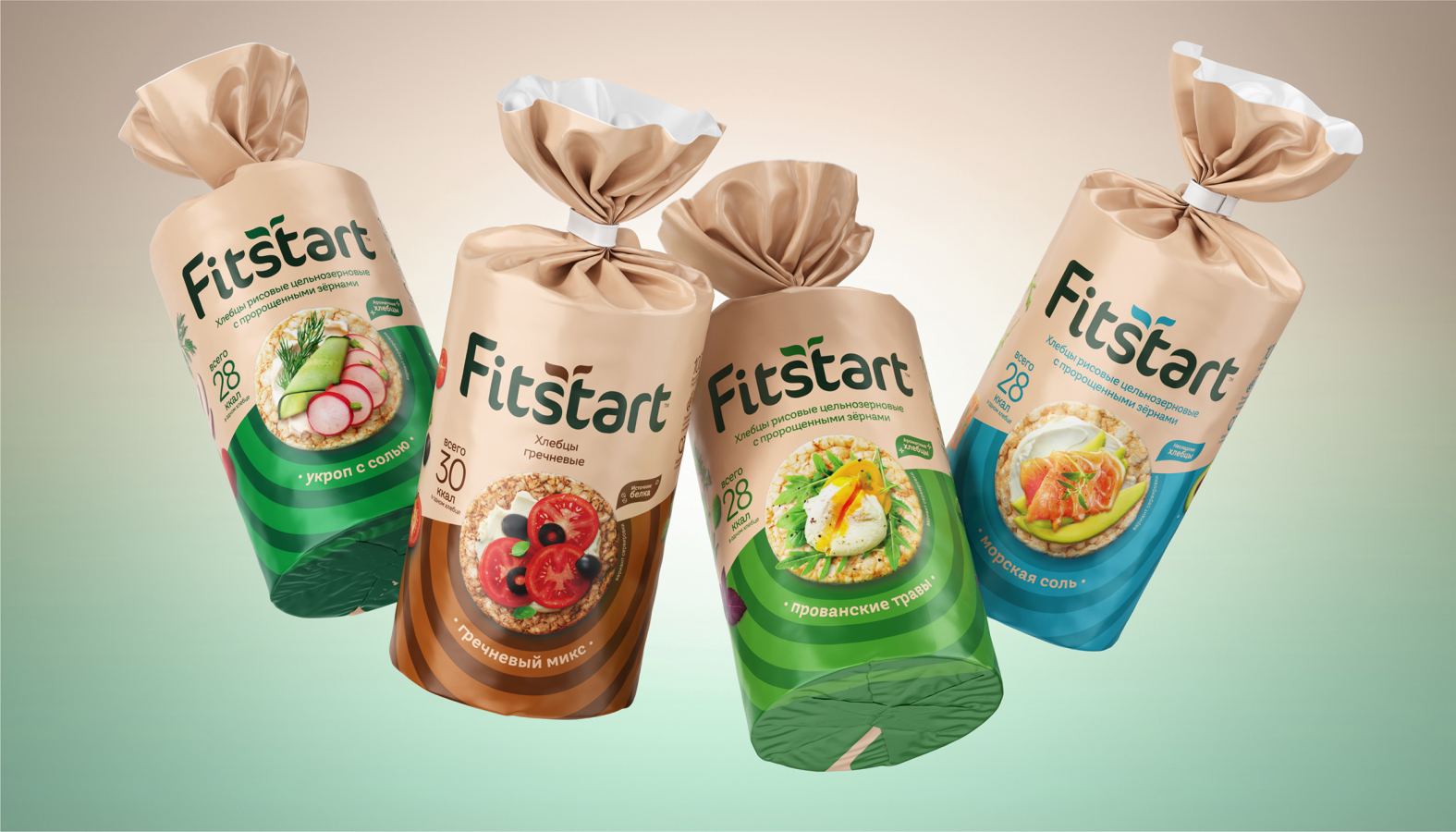 Fitstart 袋裝面包更新包裝設計與logo，融合自然+同心半圓圈識別設計