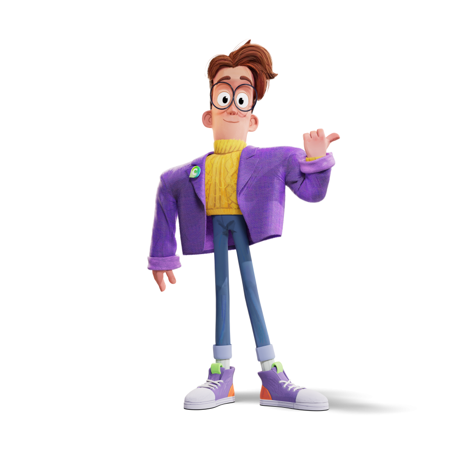 Megamarket購物商城網(wǎng)站平臺吉祥物設(shè)計，善良有趣的眼鏡極客先生