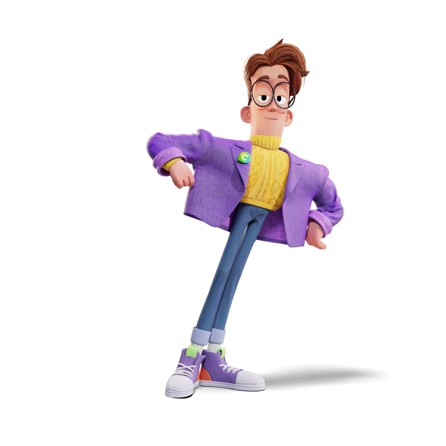 Megamarket購物商城網(wǎng)站平臺吉祥物設(shè)計，善良有趣的眼鏡極客先生