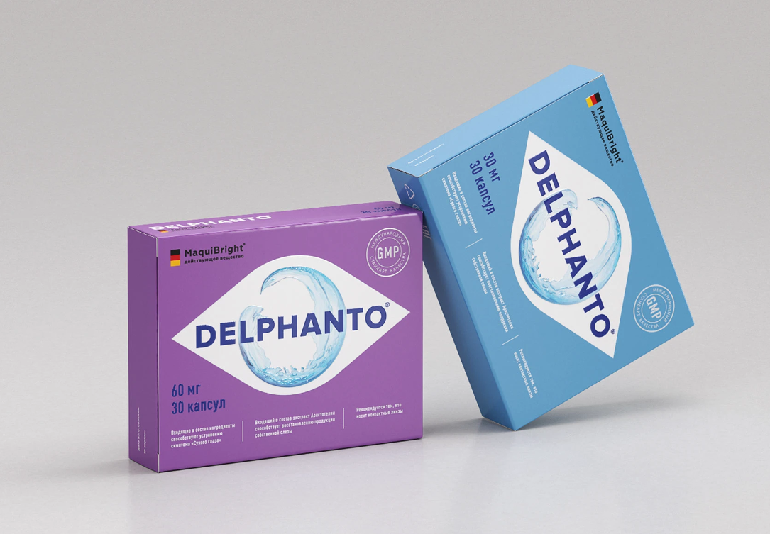 Delphanto眼睛視力健康眼藥膠囊藥品包裝設計，促進自身淚液分泌-上海醫(yī)藥包裝設計公司