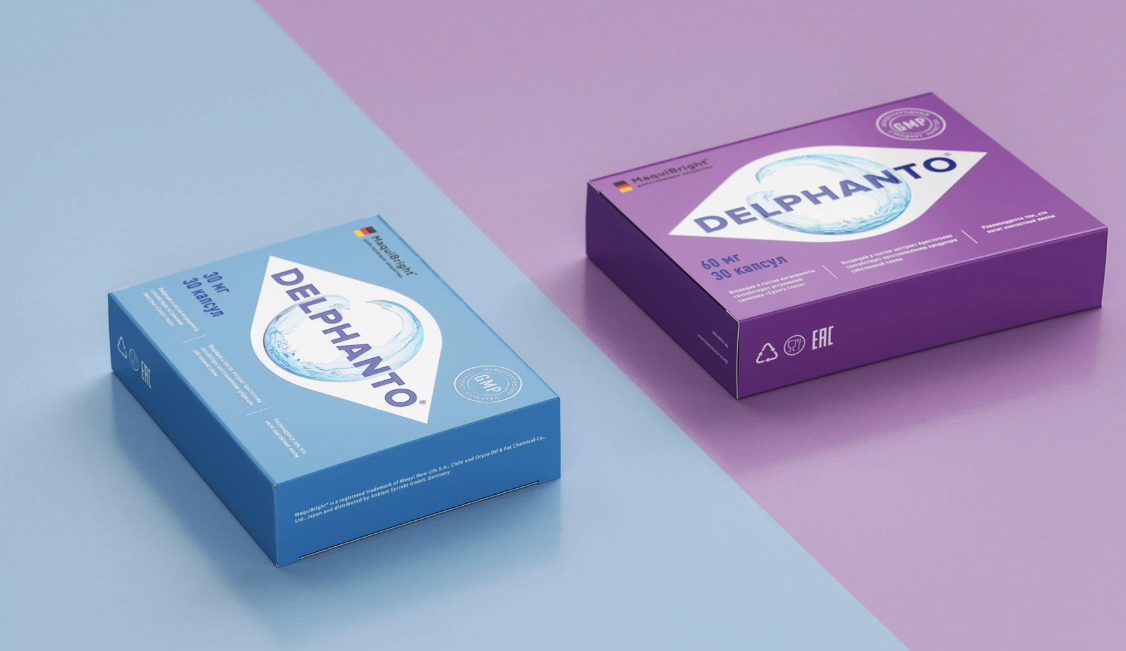 Delphanto眼睛視力健康眼藥膠囊藥品包裝設計，促進自身淚液分泌-上海醫(yī)藥包裝設計公司