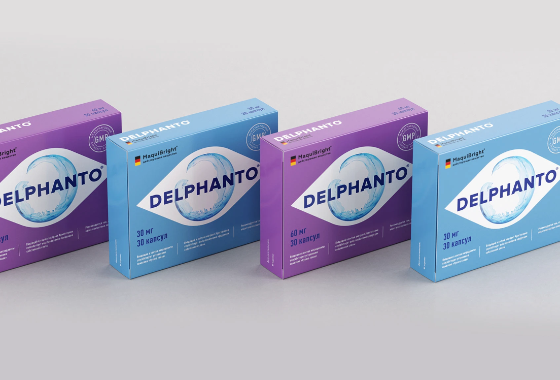 Delphanto眼睛視力健康眼藥膠囊藥品包裝設計，促進自身淚液分泌-上海醫(yī)藥包裝設計公司
