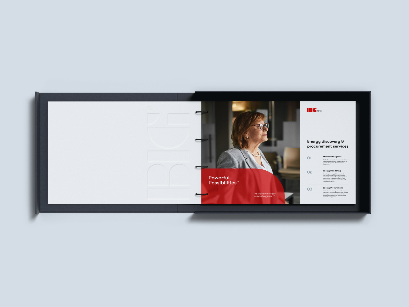 BIG Energy Group能源企業品牌vi形象重塑設計與網站設計，幾何字母logo與黑紅工業風