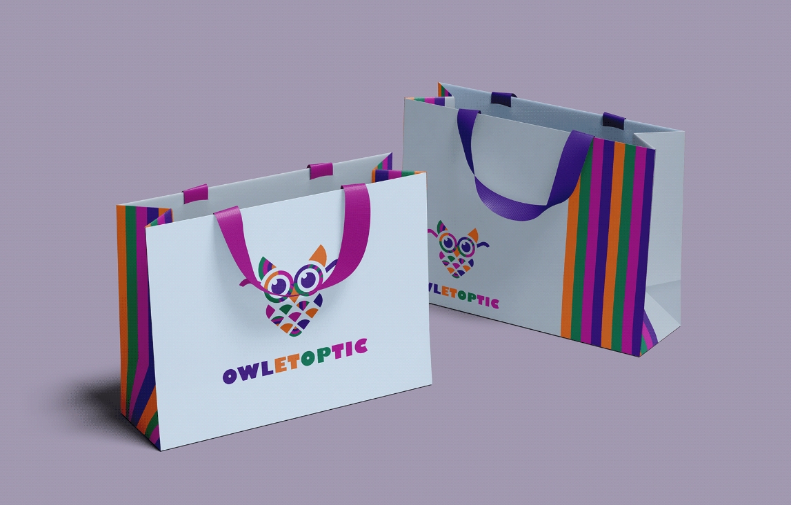 OWLETOPTIC兒童眼鏡品牌logo設計“彩色貓頭鷹”圖形