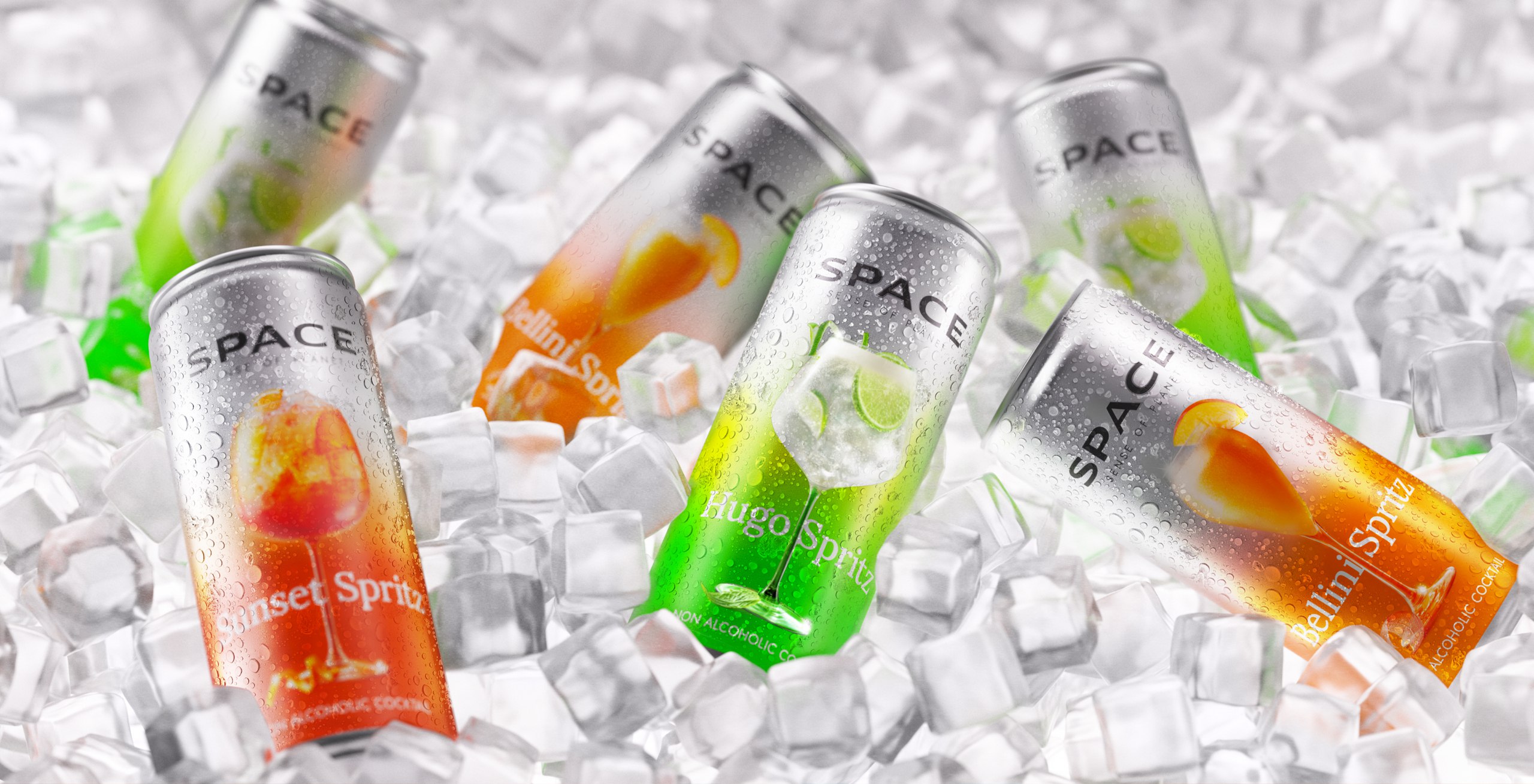 Space 精釀無酒精飲料包裝設計，銀色加變色現代太空風格