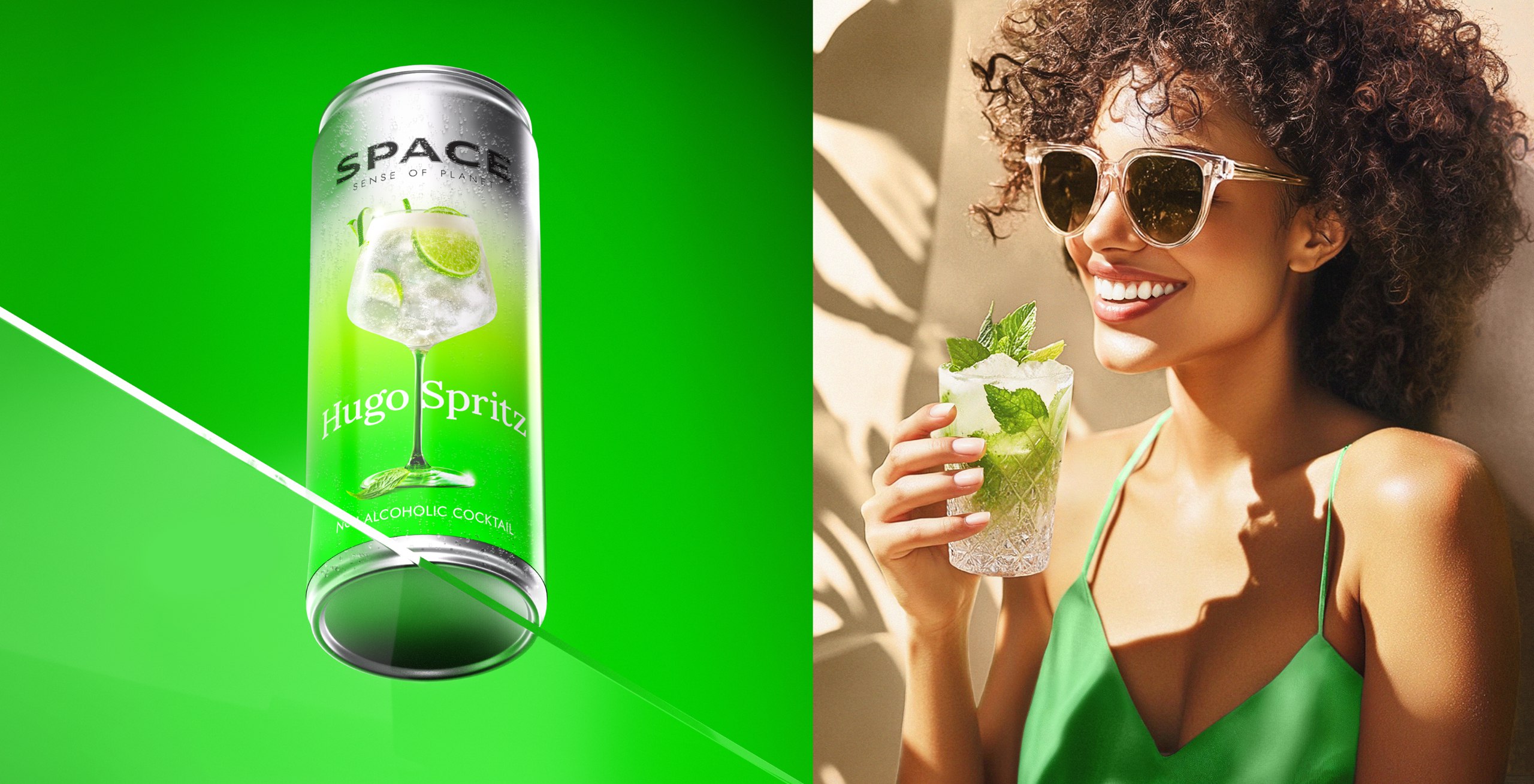 Space 精釀無酒精飲料包裝設計，銀色加變色現代太空風格