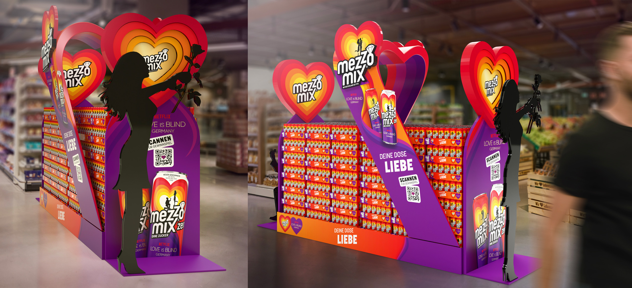 Mezzo Mix 橙子味可樂(lè)飲料贊助熱門劇集《盲目愛情》熱烈風(fēng)格包裝設(shè)計(jì)堆頭設(shè)計(jì)