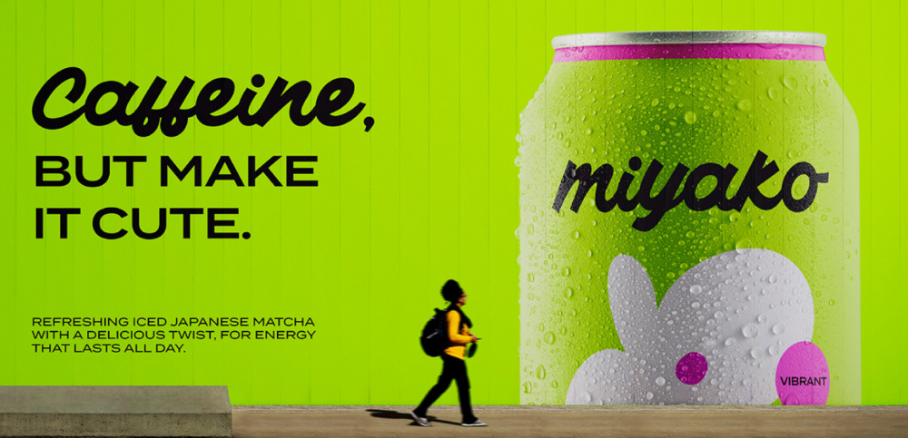 MIYAKO 創新日式抹茶飲料包裝設計與品牌塑造，嫩綠色+自由的白色花朵