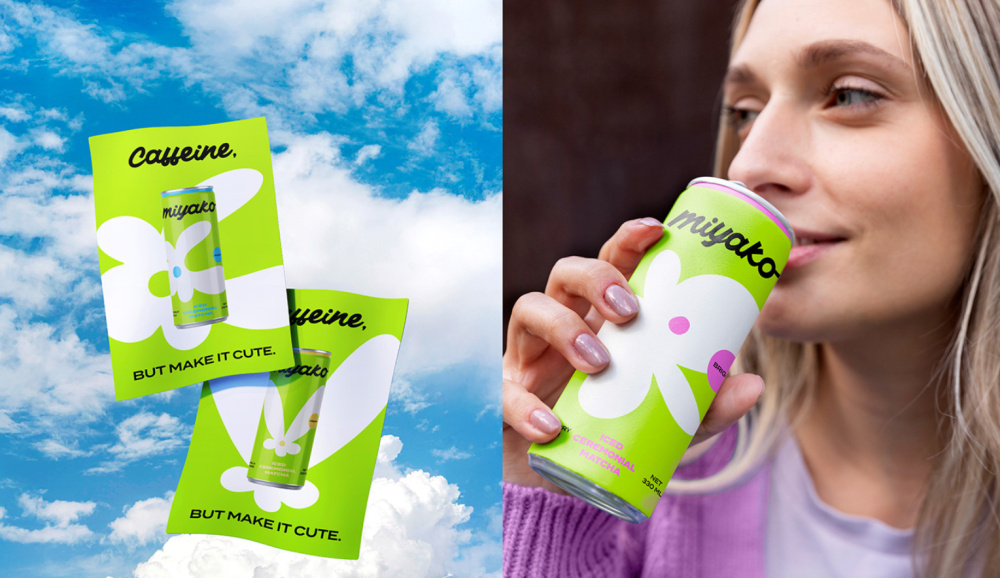 MIYAKO 創新日式抹茶飲料包裝設計與品牌塑造，嫩綠色+自由的白色花朵