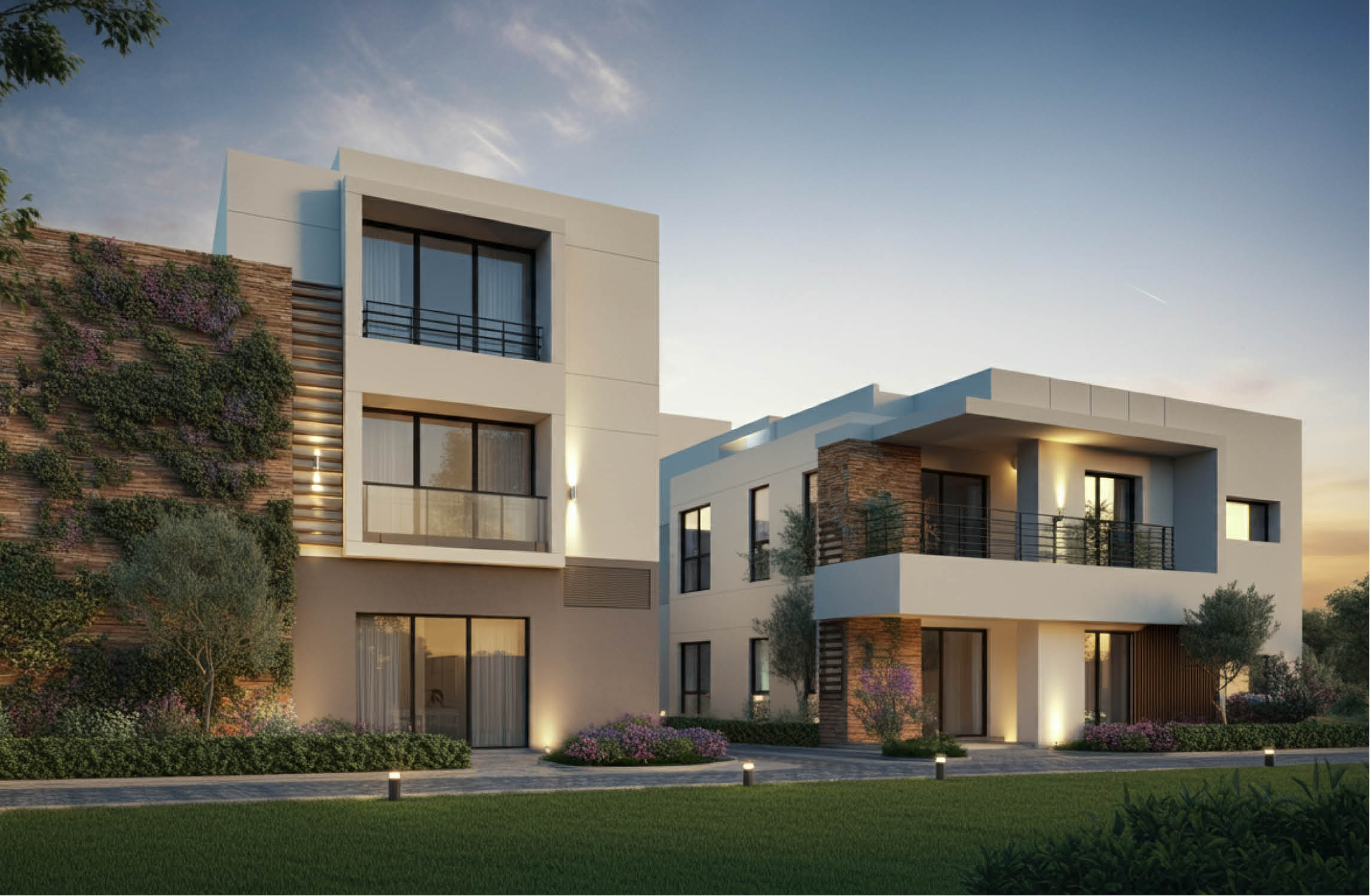 Alnajran綠色住宅社區打造品牌logo設計vi設計，綠色負空間設計