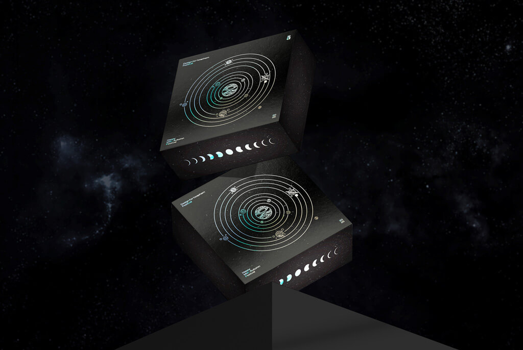 以元素宇宙為靈感的中秋月餅禮盒包裝設計