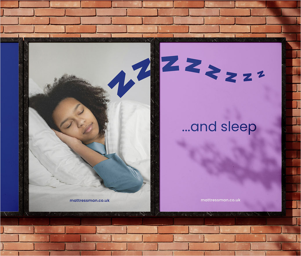 Mattressman英國最大在線電商床墊零售商品牌形象重塑logo設計vi應用設計-睡眠字母Z曲線