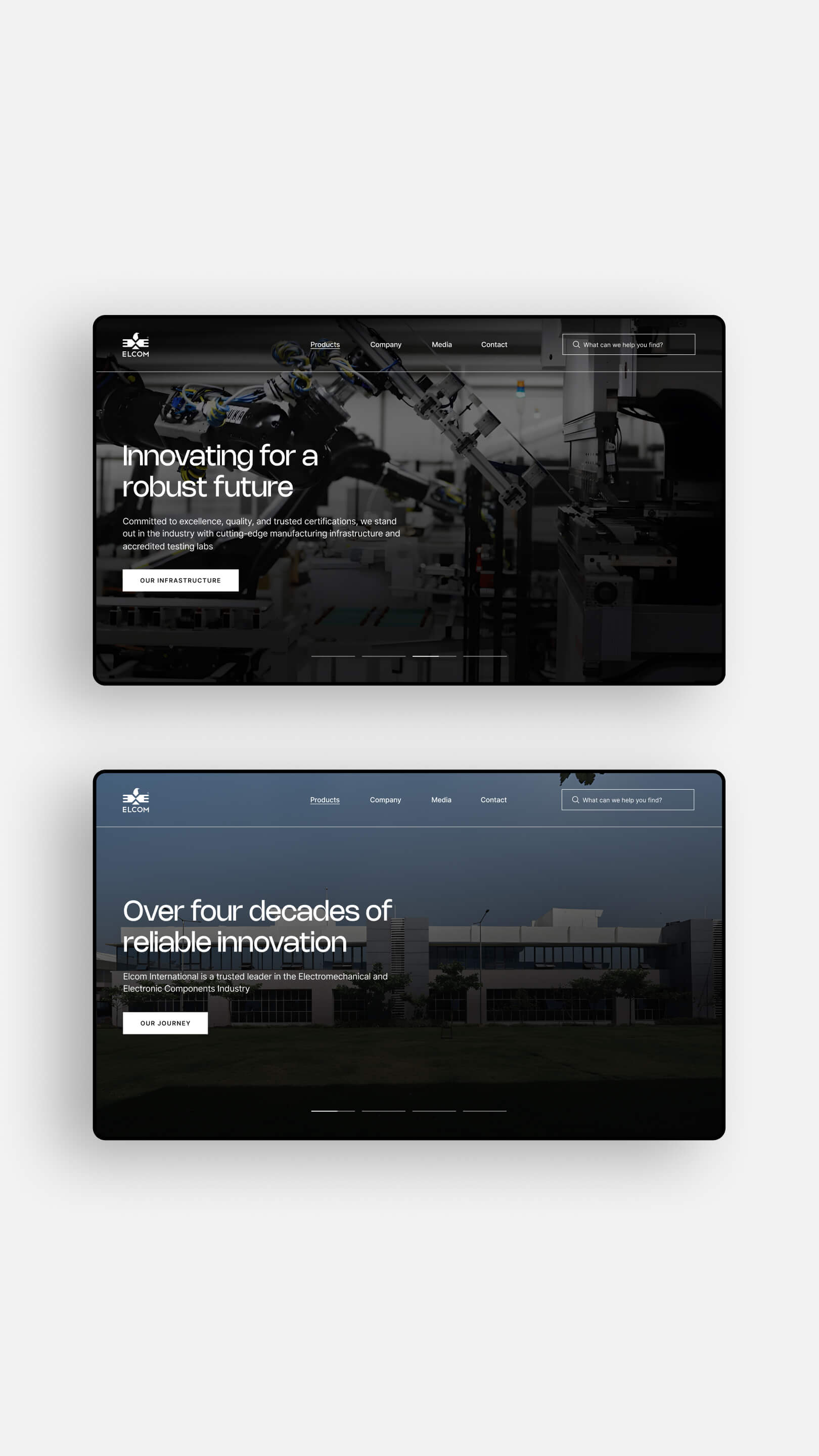 Elcom 機電電子元件品牌logo設計網站設計，專業清晰產生信任