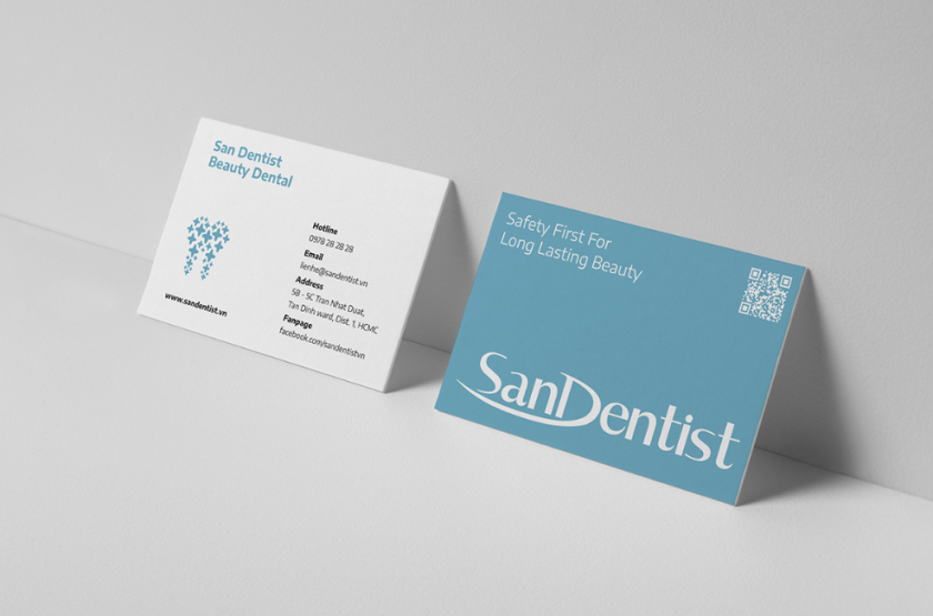 SanDentist 美容牙科品牌形象vi設計，清新風格突出安全與美麗