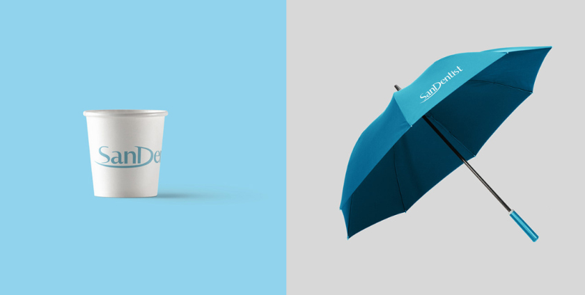 SanDentist 美容牙科品牌形象vi設計，清新風格突出安全與美麗