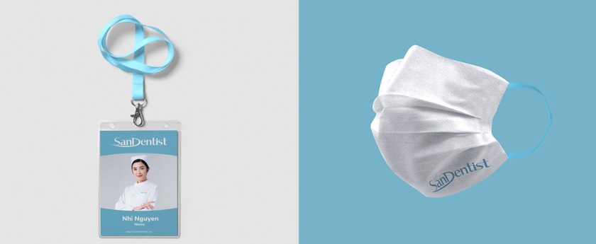 SanDentist 美容牙科品牌形象vi設計，清新風格突出安全與美麗