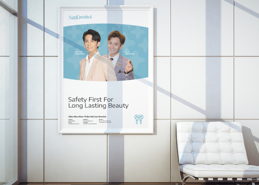SanDentist 美容牙科品牌形象vi設計，清新風格突出安全與美麗