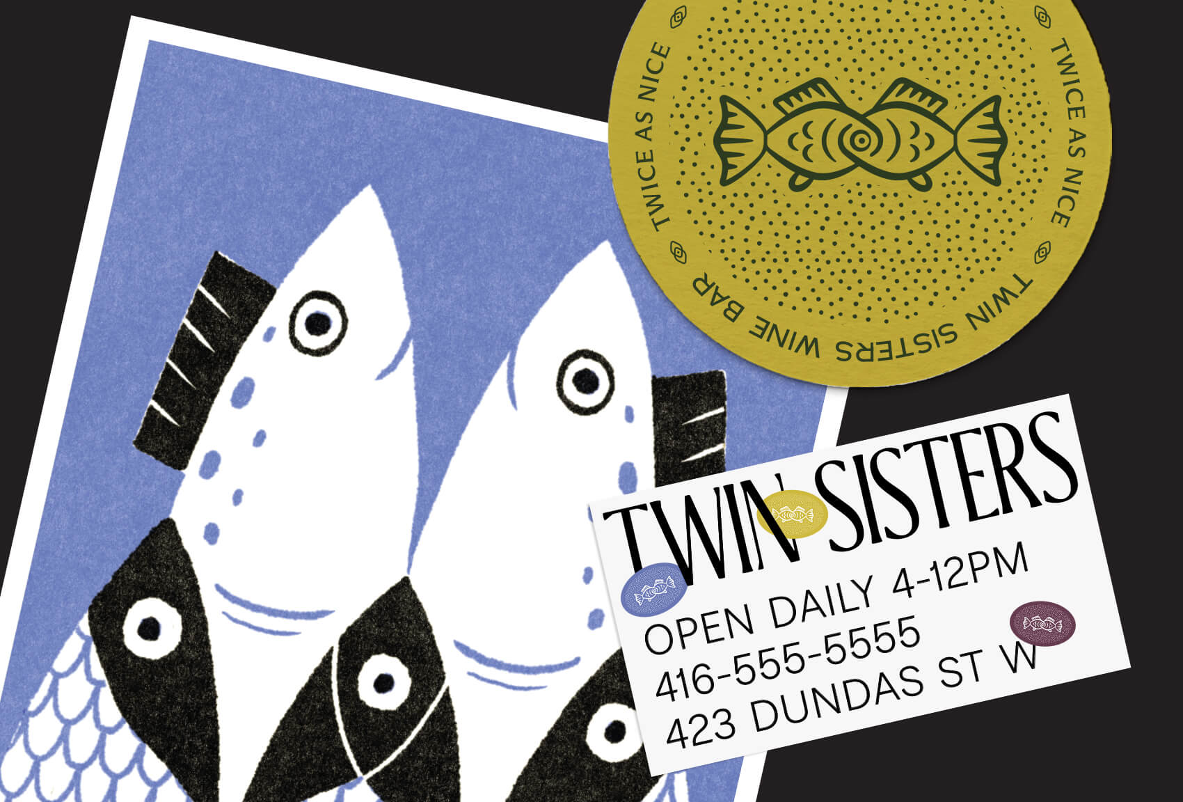 Twin Sisters 酒吧雙魚logo設計品牌視覺形象設計