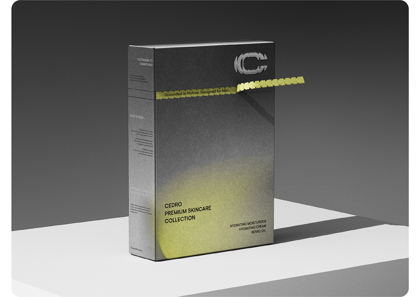Cedro 男性護膚品品牌創建（潔面乳保濕霜精華液）-命名logo設計銀色包裝設計