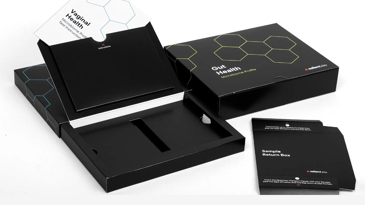 SALIENT BIO 腸道微生物組和陰道微生物組測試試劑包裝盒設計
