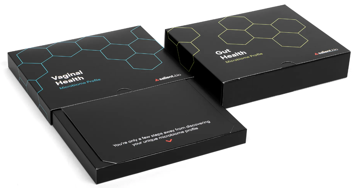 SALIENT BIO 腸道微生物組和陰道微生物組測試試劑包裝盒設計