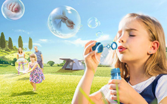 正大通用藥業快速止癢皮膚用藥平面海報創意廣告吹泡泡篇（摩彌齊糠酸莫米松乳膏）